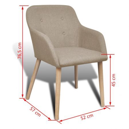 Dining Chairs 2 pcs Beige Fabric and Solid Oak Wood