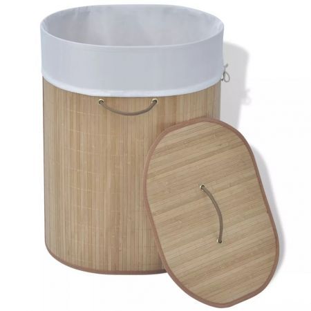 Bamboo Laundry Bin Oval Natural