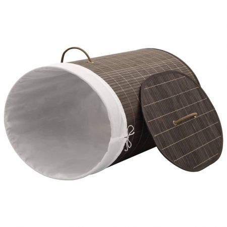 Bamboo Laundry Bin Oval Dark Brown