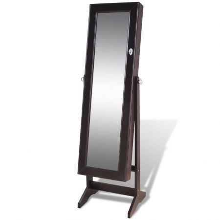 Free Standing Jewellry Cabinet with Mirror Brown