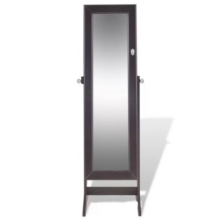 Free Standing Jewellry Cabinet with Mirror Brown