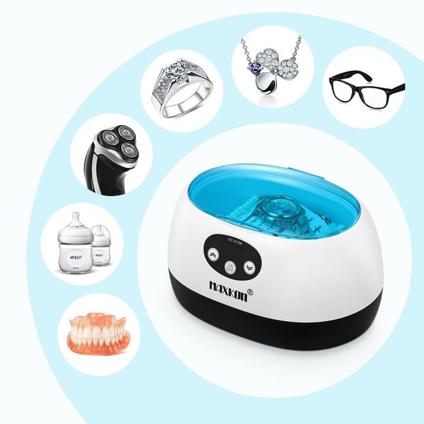 MAXKON 600ml Ultrasonic Cleaner Rings Watches Dentures Glasses Jewellery Cleaning