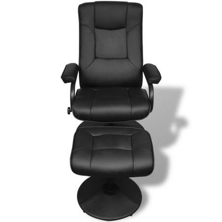 TV Armchair with Foot Stool Artificial Leather Black