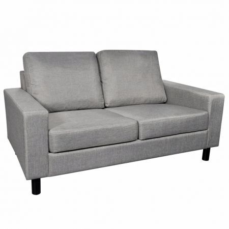 Sofa 2-Seater Fabric Light Grey