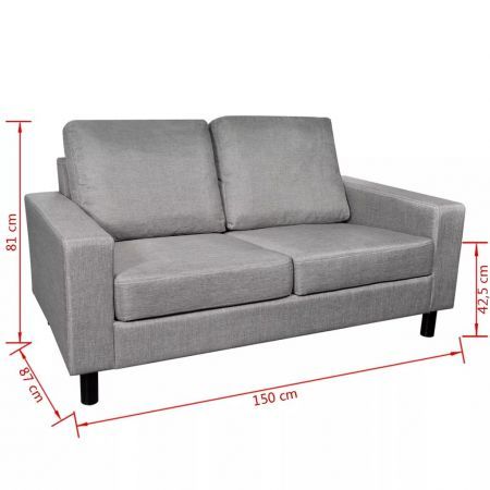 Sofa 2-Seater Fabric Light Grey