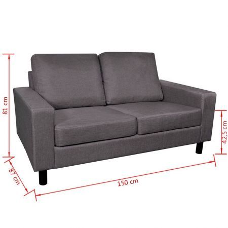 Sofa 2-Seater Fabric Dark Grey