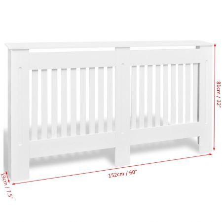 White MDF Radiator Cover Heating Cabinet 152 cm