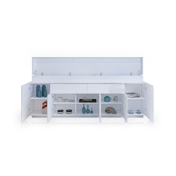 180cm Wood Sideboard Cabinet 5 Doors Storage Buffet Table with RGB LED White