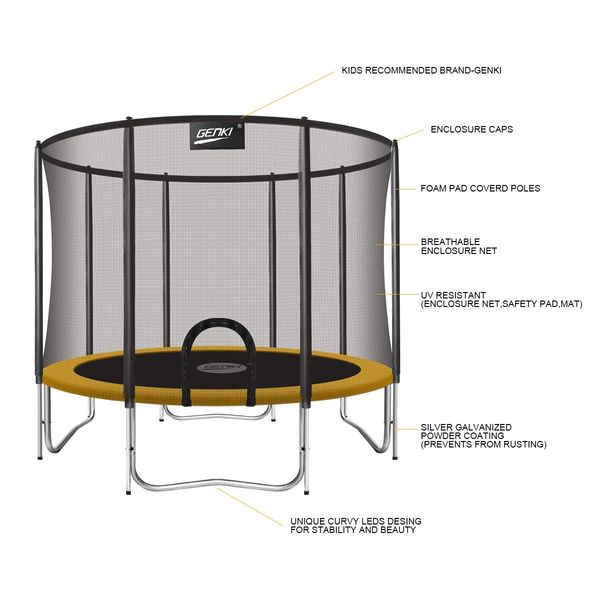 Genki 14ft Trampoline with Safety Enclosure Net