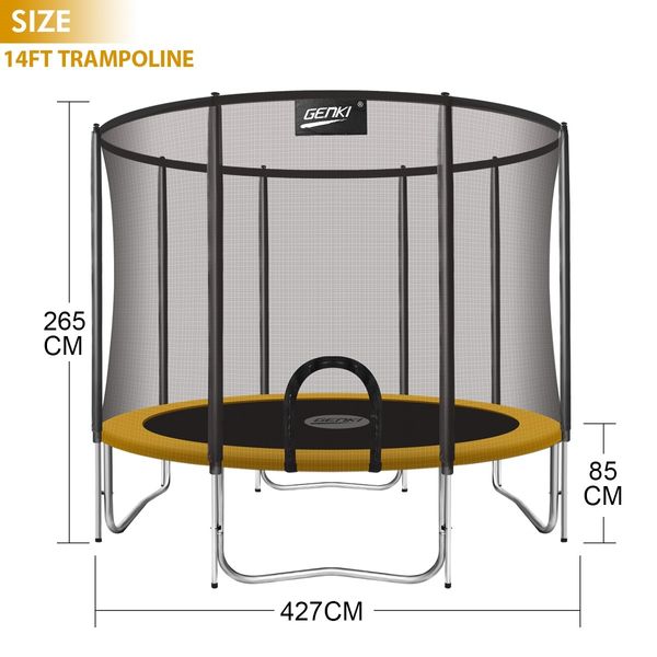 Genki 14ft Trampoline with Safety Enclosure Net