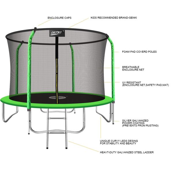 Genki 14FT Trampoline Set with Safety Enclosure Net with Ladder