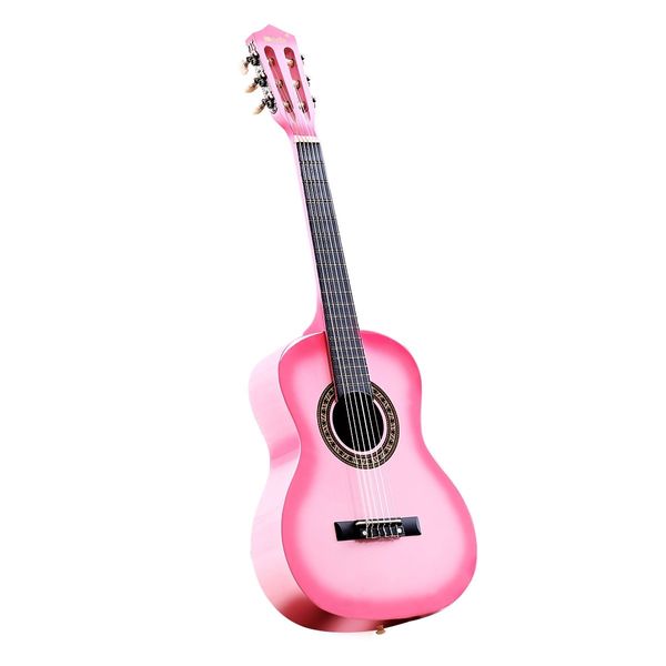 Melodic 34 Inch Kids Acoustic Guitar 6 Strings Tuner Cutaway Wooden Kids Gift Pink