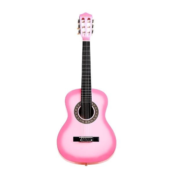 Melodic 34 Inch Kids Acoustic Guitar 6 Strings Tuner Cutaway Wooden Kids Gift Pink