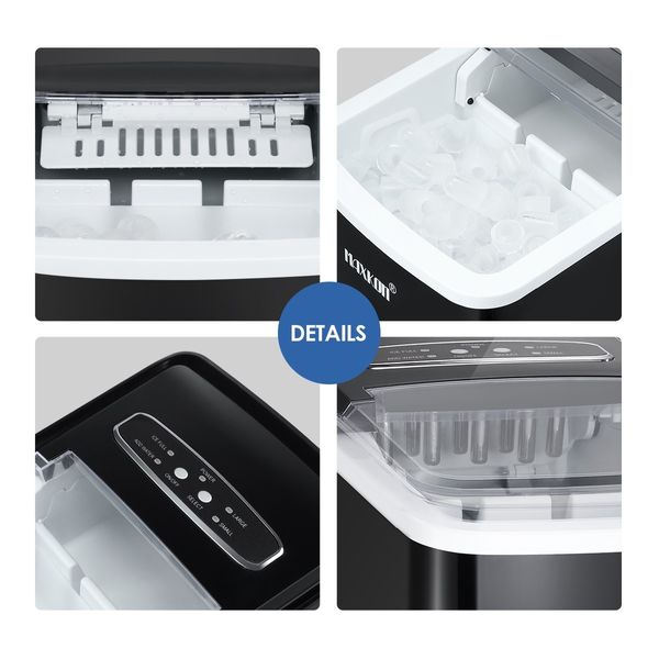 MAXKON Ice Maker Ice Cube Machine 12KG Ice Capacity Black 