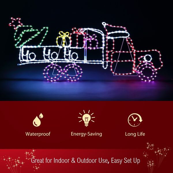 New Christmas Lights Gifts Cart Motif 22M LED Rope Xmas Decoration Outdoor Home Display