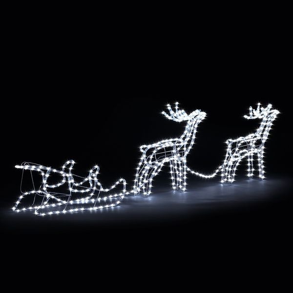 New 3D Reindeer Sleigh Motif Christmas Lights 22M LED Rope Xmas Decoration Outdoor Home Display