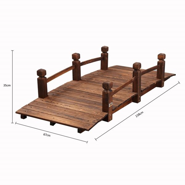 Outdoor Garden Ornament Wooden Bridge Rustic Decoration 160cm Timber