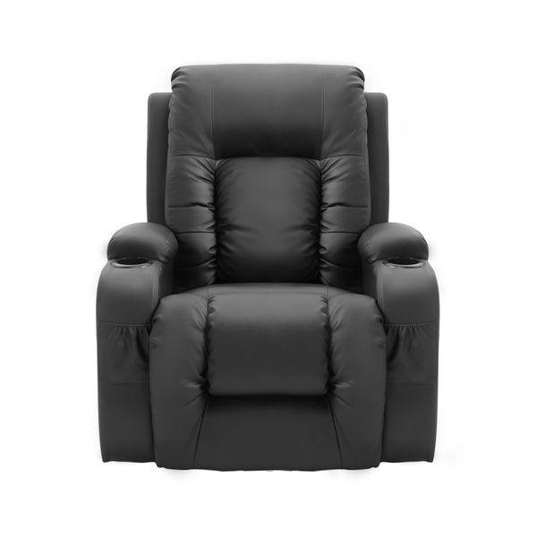 Massage Chair Rocking Armchair Recliner Sofa Heated Seat 360 Swivel Black