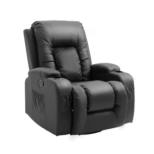 Massage Chair Rocking Armchair Recliner Sofa Heated Seat 360 Swivel Black