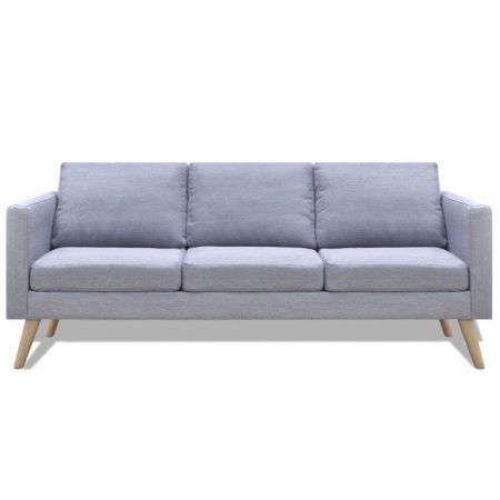 Sofa 3-Seater Fabric Light Grey