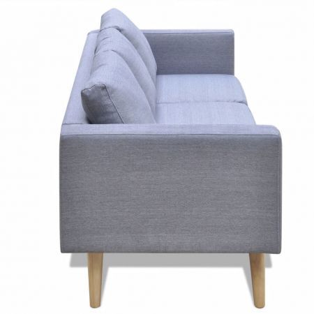 Sofa 3-Seater Fabric Light Grey