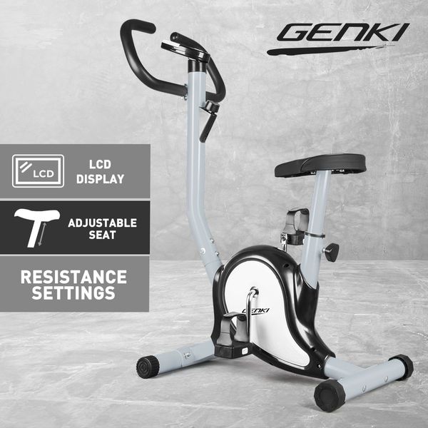 Genki Belt Bike Upright Exercise Bike Indoor Home Gym Equipment Spin Bike Grey