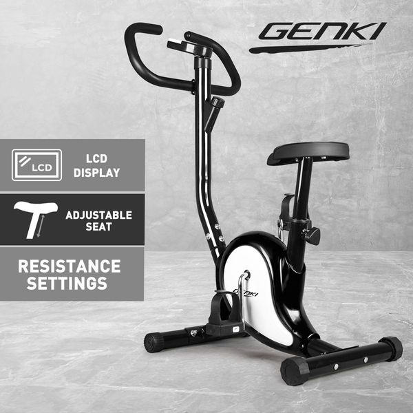 Genki Belt Bike Upright Exercise Bike Indoor Home Gym Equipment Spin Bike Black