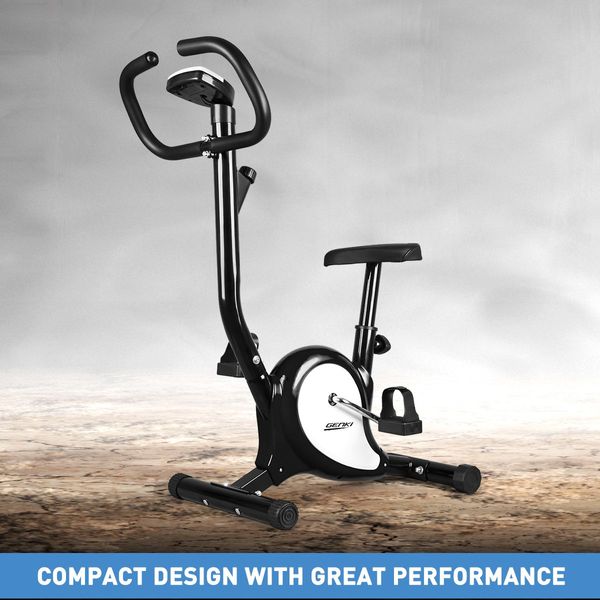 Genki Belt Bike Upright Exercise Bike Indoor Home Gym Equipment Spin Bike Black