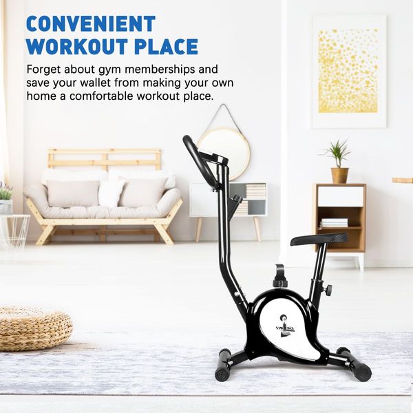 Genki Belt Bike Upright Exercise Bike Indoor Home Gym Equipment Spin Bike Black