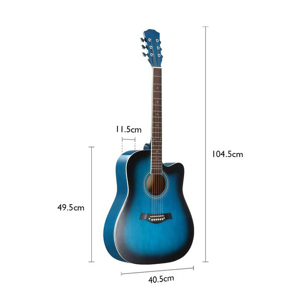 Melodic 41” Inch Wooden Folk Acoustic Guitar Classical Full Size Cutaway Full set Blue