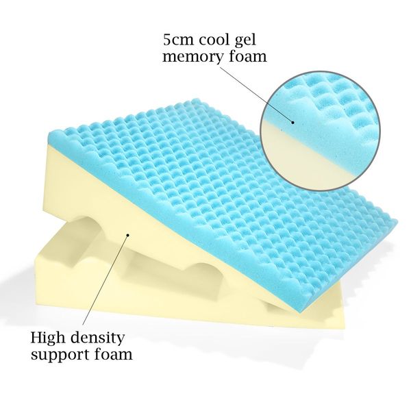 Adjustable Wedge Pillow Cool Gel Memory Foam Leg Elevation Pillow Back Support Cushion