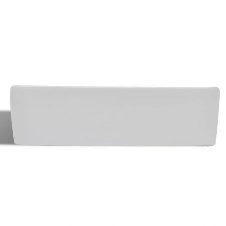 Ceramic Bathroom Sink Basin with Faucet Hole White Square