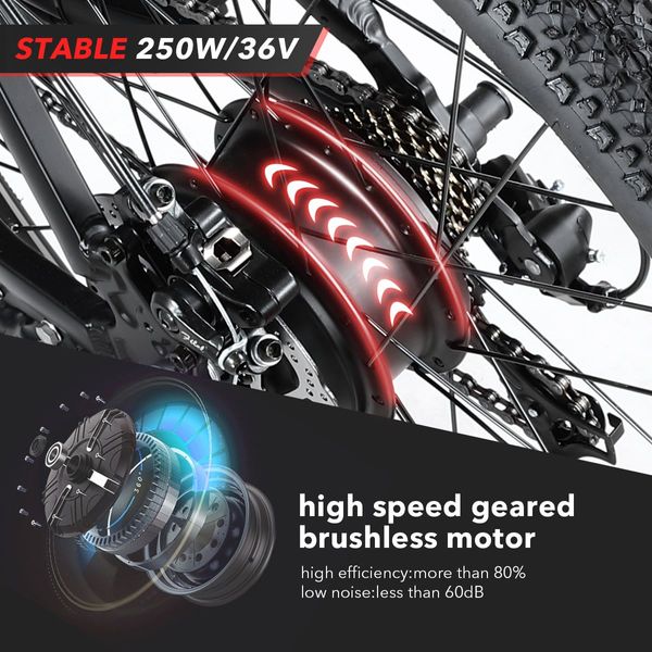 Auswheel Upgraded 26'' Electric Bike eBike Mountain Bicycle 36V 250W 21 Speed Shifter