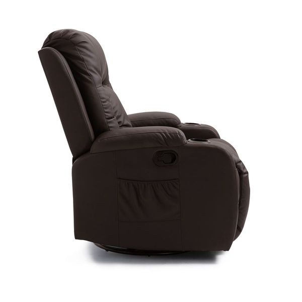 Massage Chair Rocking Armchair Recliner Sofa Heated Seat 360 Degree Swivel Brown