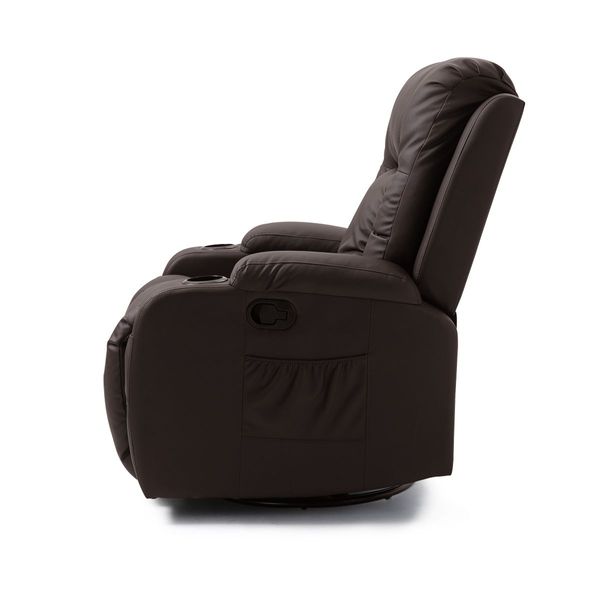 Massage Chair Rocking Armchair Recliner Sofa Heated Seat 360 Degree Swivel Brown