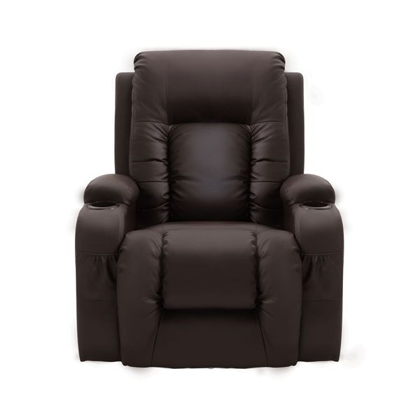 Massage Chair Rocking Armchair Recliner Sofa Heated Seat 360 Degree Swivel Brown