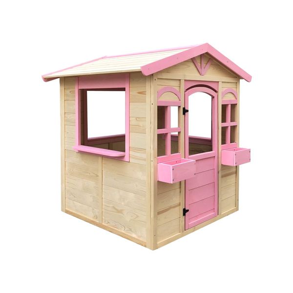 Outdoor Kids Cubby House Wooden Playhouse Pink 