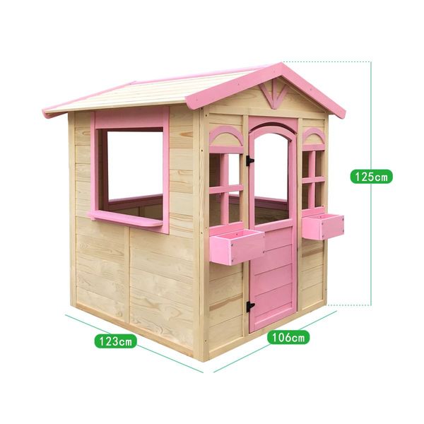 Outdoor Kids Cubby House Wooden Playhouse Pink 