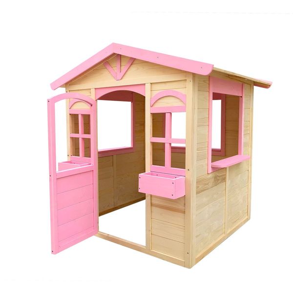 Outdoor Kids Cubby House Wooden Playhouse Pink 