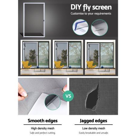 Instahut Retractable Magnetic Fly Screen Flyscreen Door Mesh Sliding 1.2m x 2.1m White