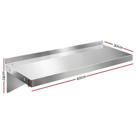 Stainless Steel Wall Shelf Kitchen Shelves Rack Mounted Display Shelving 600mm