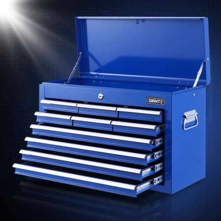 Giantz 10 Drawer Tool Box Cabinet Chest Toolbox Storage Garage Organiser Blue