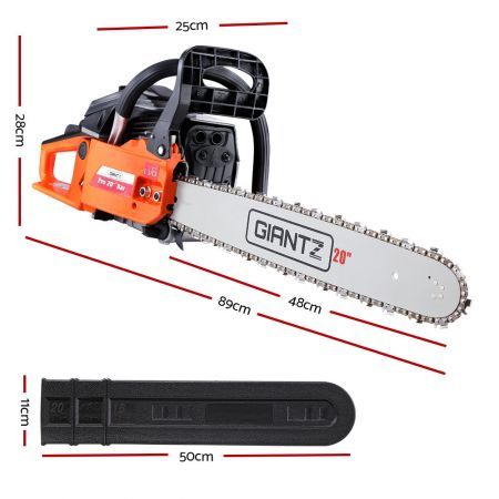 GIANTZ 52CC Petrol Commercial Chainsaw Chain Saw Bar E-Start Black