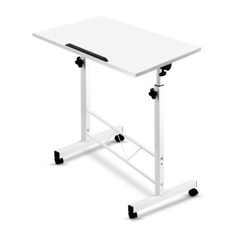 Portable Mobile Laptop Desk Notebook Computer Height Adjustable Table Sit Stand Study Office Work White