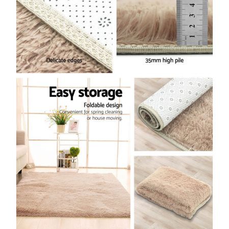 Artiss Shaggy Rug 200x230cm Beige