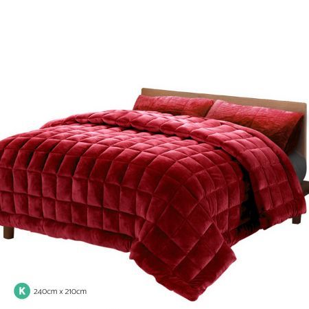 Giselle Bedding Faux Mink Quilt King Size Burgundy