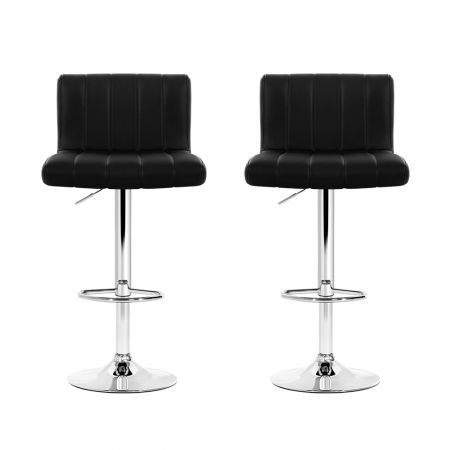 Artiss 2x Bar Stools Gas Lift Leather Chairs Black