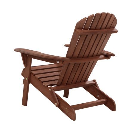 Gardeon Adirondack Outdoor Chairs Wooden Foldable Beach Chair Patio Furniture Brown