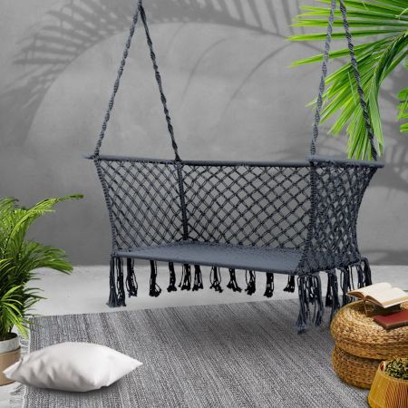 Gardeon Hammock Chair Outdoor Portable Camping Hammocks 2 Person Grey