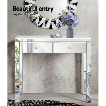 Artiss Mirrored Furniture Dressing Console Hallway Hall Table Sidebaord Drawers